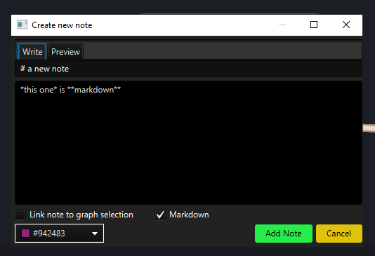 Adding Markdown formatting to new note in Notes View